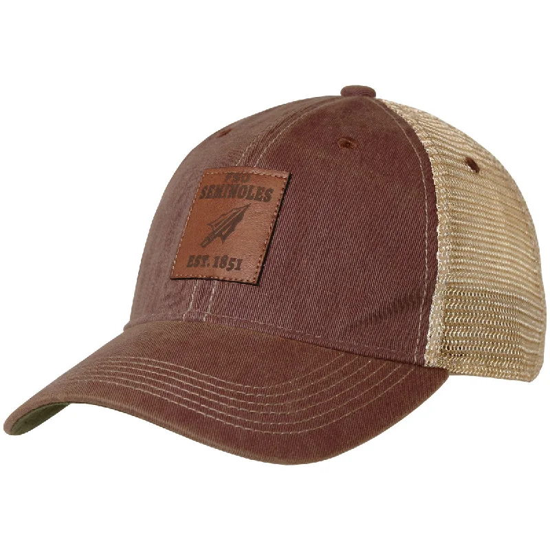 Youth Snapback HatsLegacy FSU Seminoles Arrowhead Leather Patch Adjustable Trucker Cap - Garnet Youth Snapback HatsLegacy FSU Seminoles Arrowhead Leather Patch Adjustable Trucker Cap - Garnet