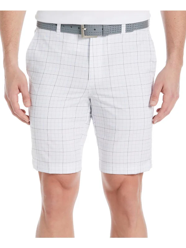 Men's Quick-Dry Beach ShortsMens Plaid Polyester Flat Front