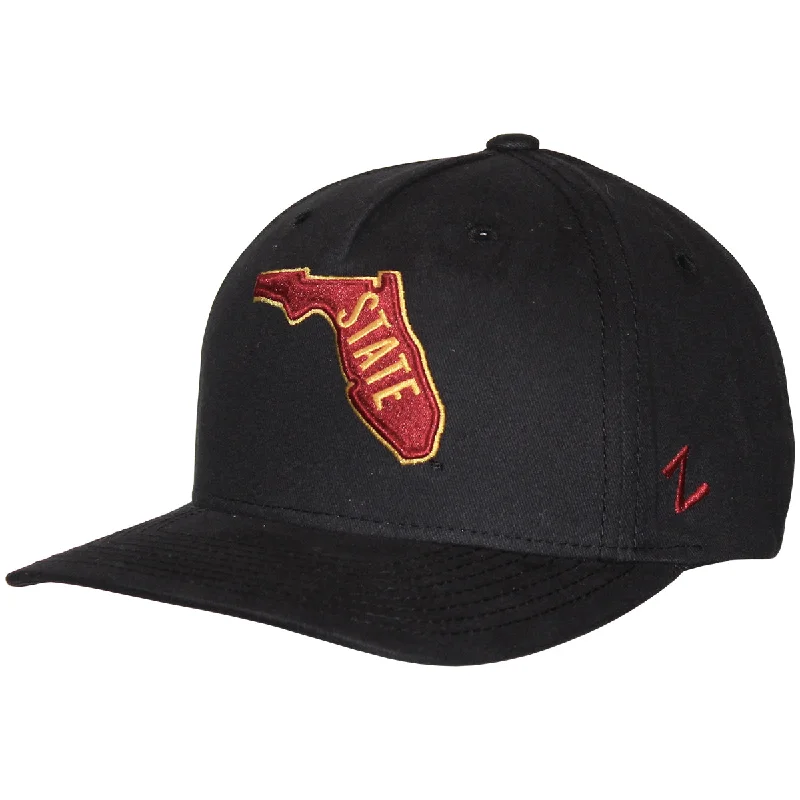 Summer Straw HatsZephyr Vault State of Florida Design Adjustable Cap - Black