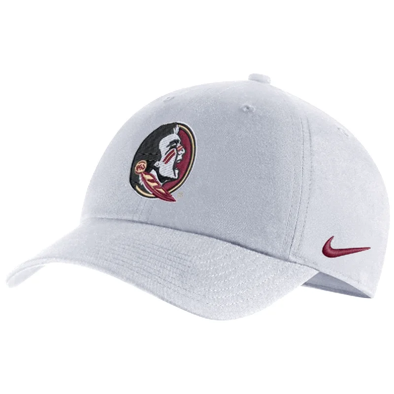 Beach Bucket CapsNike Seminole Logo Adjustable Campus Cap - White