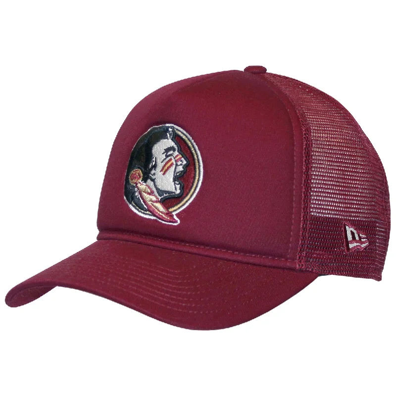 Embroidered Bucket HatsNew Era Seminole Logo 940 Adjustable Trucker Cap - Garnet