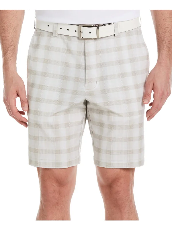 Fast-Drying Men's Swim and Beach ShortsMens Plaid Polyester Casual Shorts