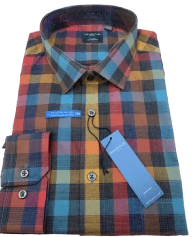 Men's French-Cuff Shirts for a Sophisticated EdgeLeo Chevalier Multi Coloured Plaid Non-Iron Dress Shirt - 523471 9037 Men's French-Cuff Shirts for a Sophisticated EdgeLeo Chevalier Multi Coloured Plaid Non-Iron Dress Shirt - 523471 9037