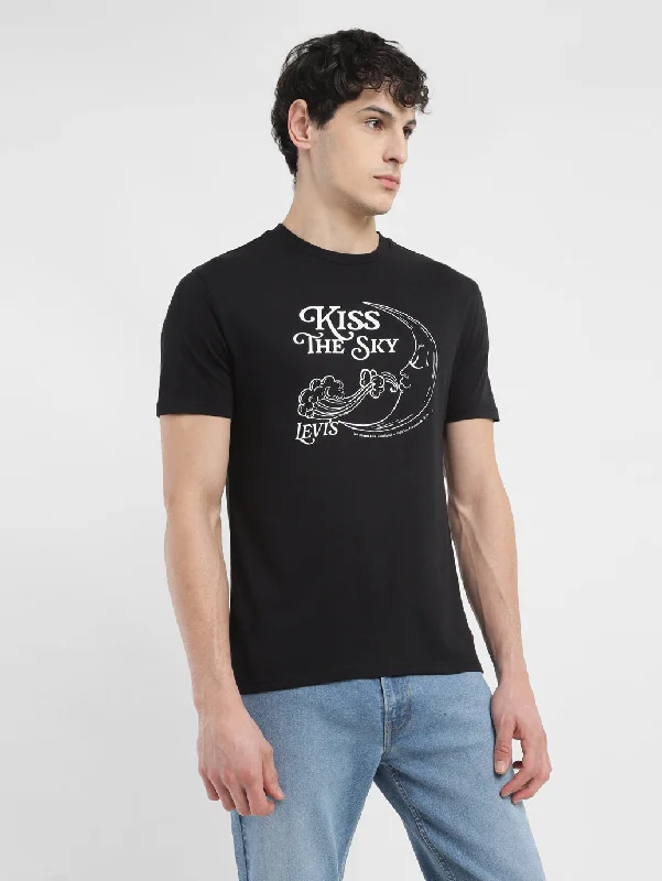 Men's Shirts with Logo EmbossmentsMen's Graphic Print Crew Neck T-shirt