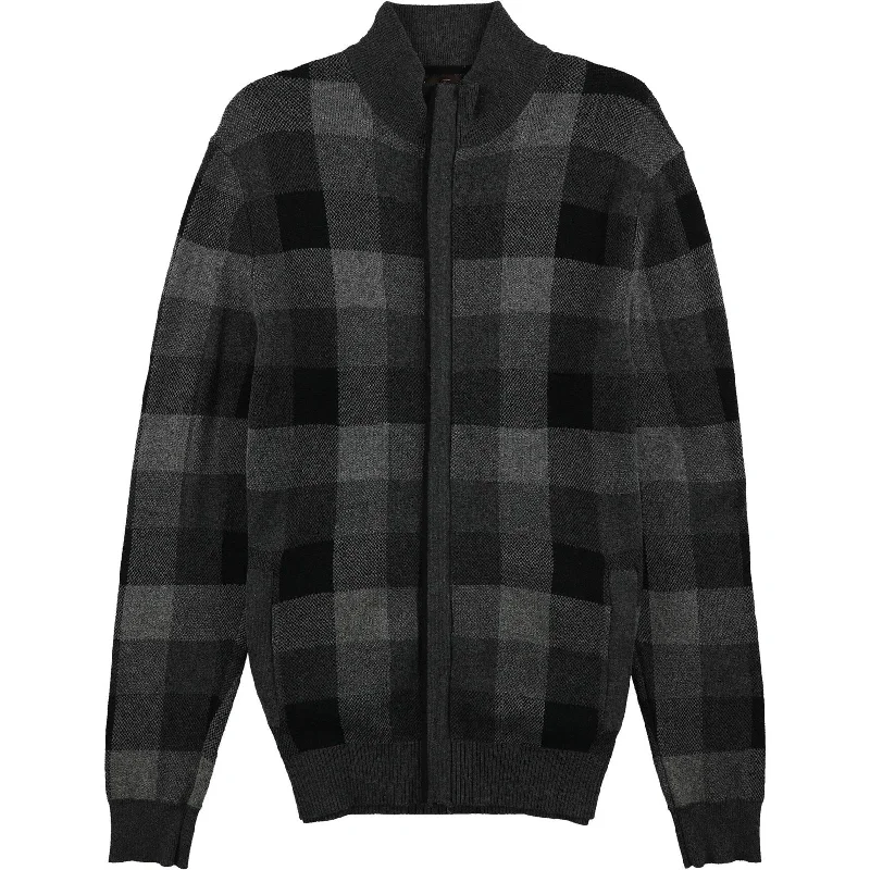Men's Sweaters with Ribbed HemsTasso Elba Mens Zip-Up Knit Sweater, Black, Small