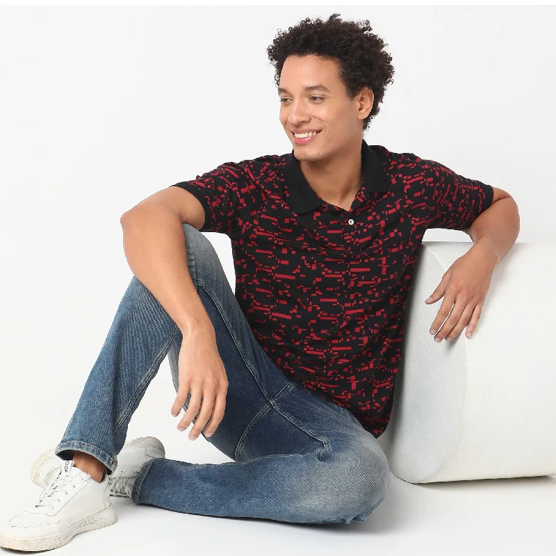 Men's Shirts with Striped PatternsRegular Fit Printed Polo T-Shirt