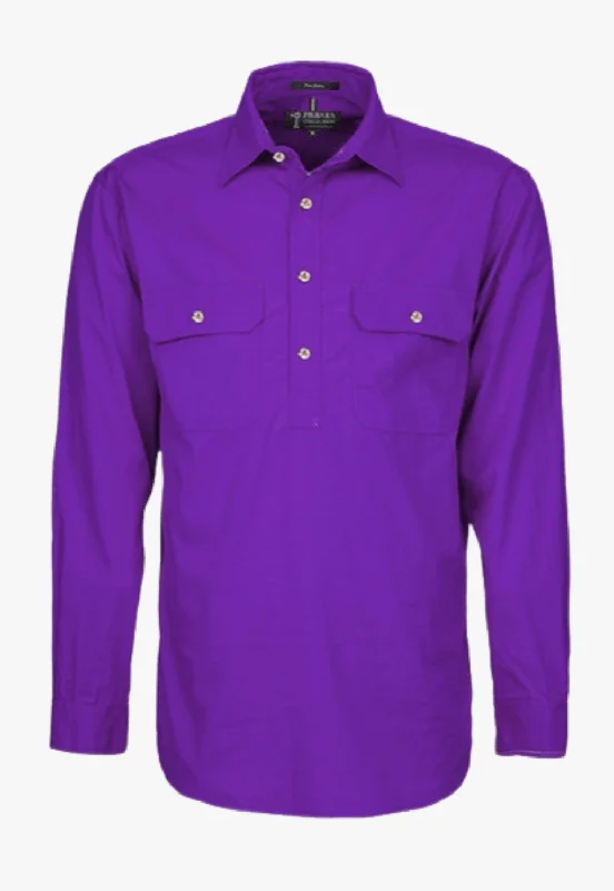 Men's Floral Print Shirts for Spring and SummerPilbara Mens Closed Front Work Shirt RM200CF Men's Floral Print Shirts for Spring and SummerPilbara Mens Closed Front Work Shirt RM200CF