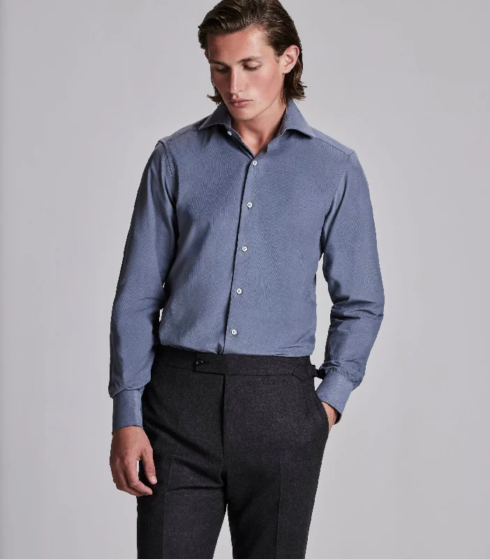 Men's Cufflink-Ready Shirts for Formal EventsBlue Cotton Cord Shirt