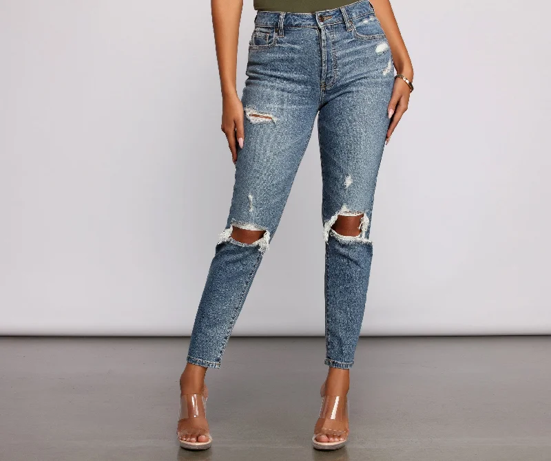 Men's Jeans in Unique PatternsKittenAlarm - Tobi High Rise Destructed Mom Jeans