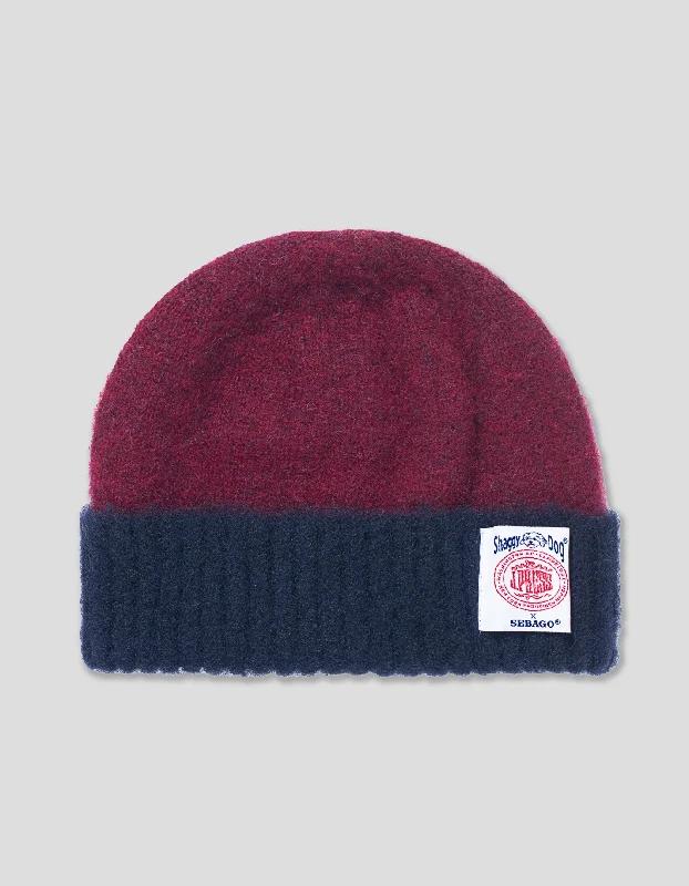 Funky Bucket CapsJ.PRESS X SEBAGO TWO-TONE SHAGGY BEANIE - BURGUNDY