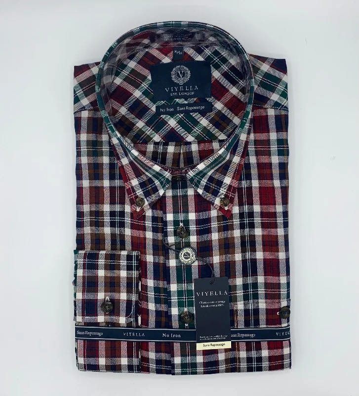 Men's Logo T-Shirts for Brand RepresentationViyella 100% Cotton Non-Iron Long Sleeve Sport Shirt - Multi - 457455 9098 Men's Logo T-Shirts for Brand RepresentationViyella 100% Cotton Non-Iron Long Sleeve Sport Shirt - Multi - 457455 9098
