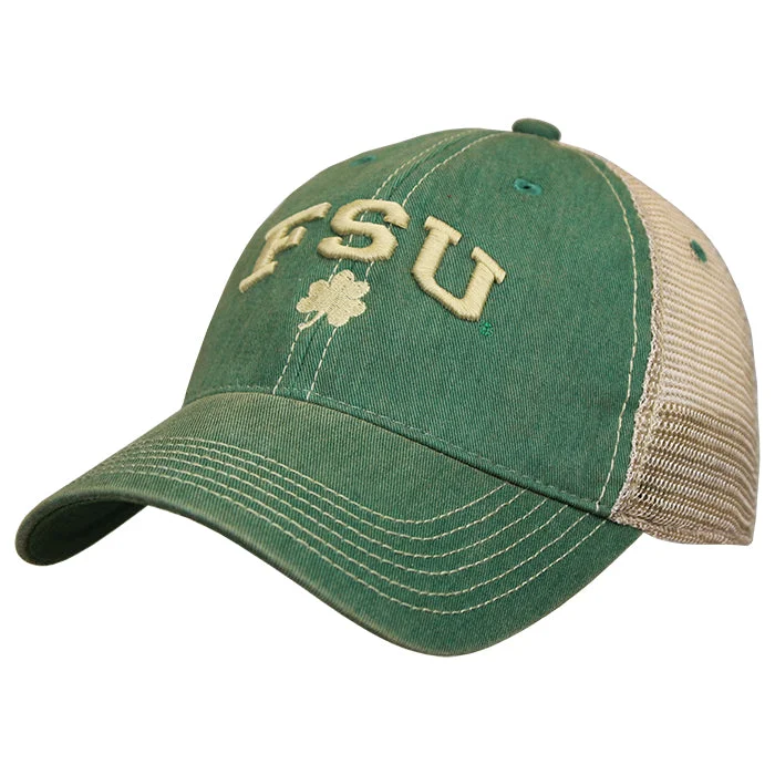 Youth Snapback HatsAdjustable Trucker Cap with FSU Shamrock by Legacy