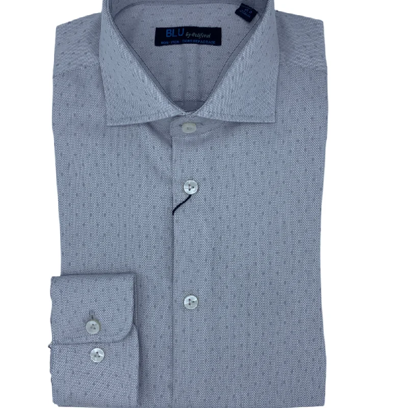 Men's Designer Shirts for a Statement PieceBlu by Polifroni Big and Tall Dress Shirt - G2347104T Silver Men's Designer Shirts for a Statement PieceBlu by Polifroni Big and Tall Dress Shirt - G2347104T Silver
