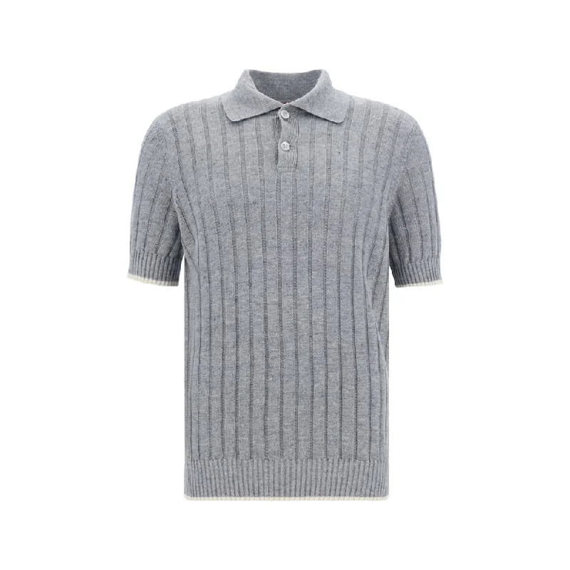 Men's Shirts with Barrel CuffsBrunello Cucinelli Ribbed Polo Men's Shirt