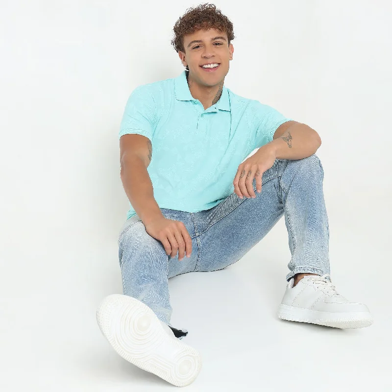 Men's Three-Quarter Sleeved TopsHand Knit Jersey™ Transfer Jacquard 3D Structure Regular Fit Polo T-Shirt - E-Fast Stretch Super Soft and Comfortable Men's Three-Quarter Sleeved TopsHand Knit Jersey™ Transfer Jacquard 3D Structure Regular Fit Polo T-Shirt - E-Fast Stretch Super Soft and Comfortable