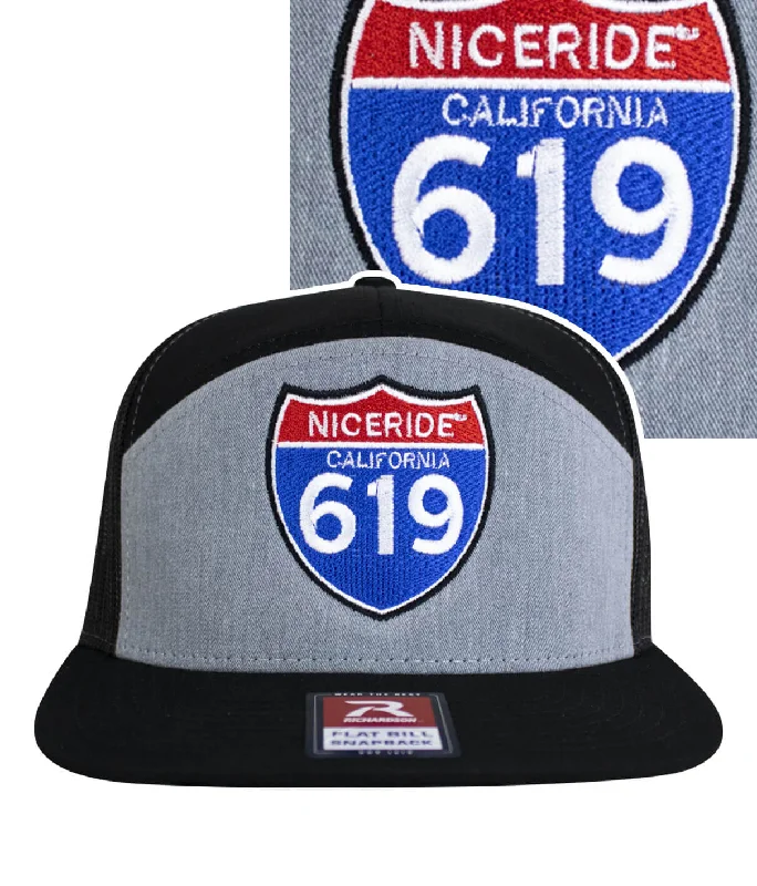 Summer Straw Hats"Interstate 619" 7 Panel Trucker Snapback Hat For Men And Women