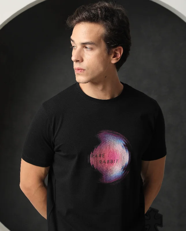 Men's Shirts with Adjustable CuffsRare Rabbit Men's Knobel Black Crew Neck Graphic Printed Half Sleeves Slim Fit T-Shirt Men's Shirts with Adjustable CuffsRare Rabbit Men's Knobel Black Crew Neck Graphic Printed Half Sleeves Slim Fit T-Shirt