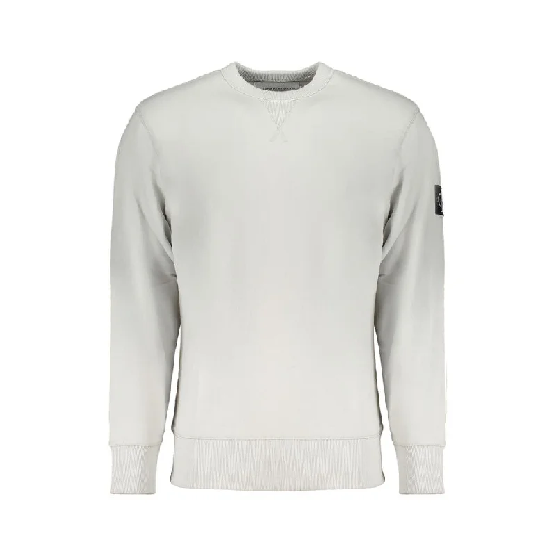 Casual Men's Pullover SweatersCalvin Klein Gray Cotton Men's Sweater