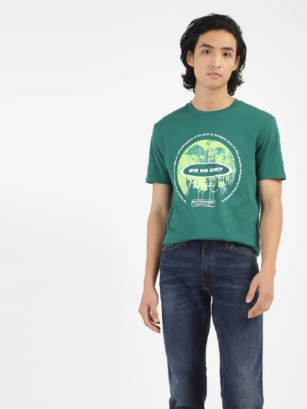 Men's Shirts with Tab CollarsMen's Green Crew Neck T-Shirt