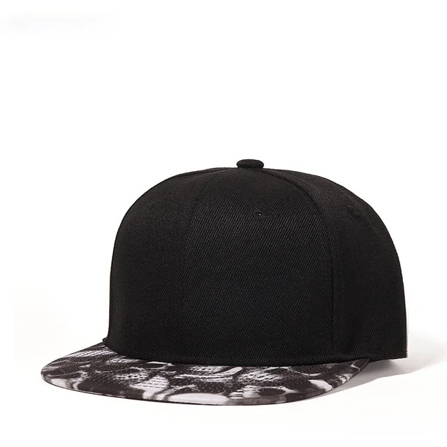 Black Cowboy HatsMen's Hip-hop Summer Skull Printed Baseball Cap
