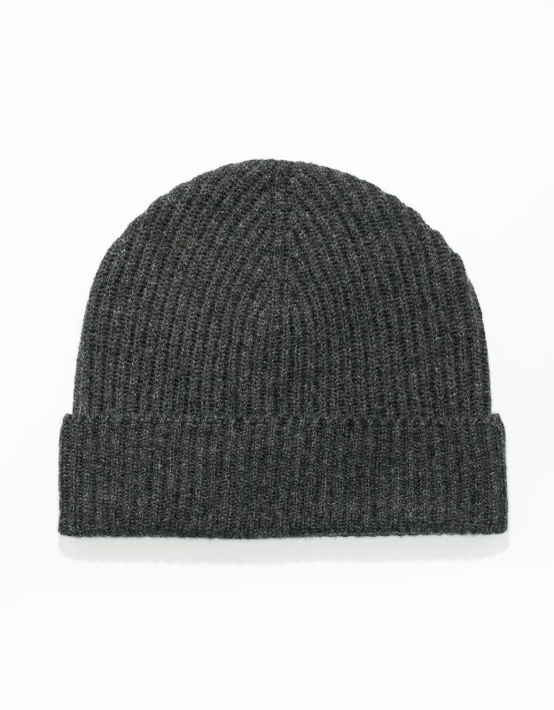 Beach Sun HatsCASHMERE RIBBED HAT- CHARCOAL