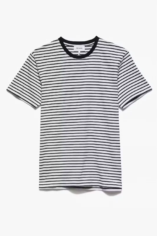 Men's Shirts with Pin CollarsFrame Stripe Tee In Off White/noir