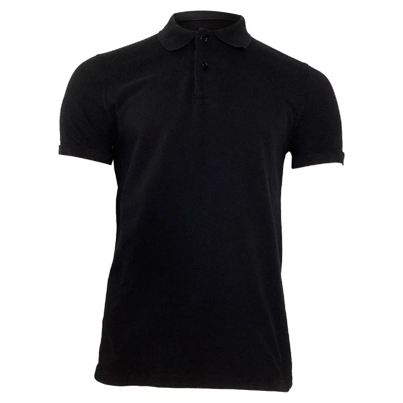 Men's Shirts with Hidden ButtonsTom Ford Short Sleeve Polo Shirt in Black Cotton