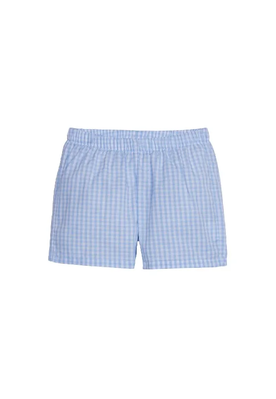 Men's Machine-Washable Casual ShortsKids' Cotton Shorts In Blue Plaid