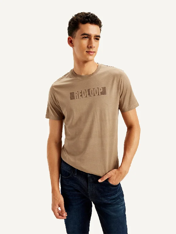Men's Shirts with Double-Breasted DesignsMen's Typographic Print Slim Fit T-shirt