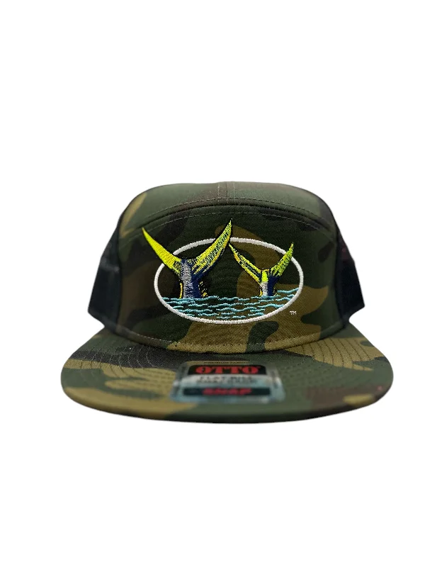 Summer Straw Hats"Ring Tails" Otto 7 Panel Trucker Hat Camo/Black