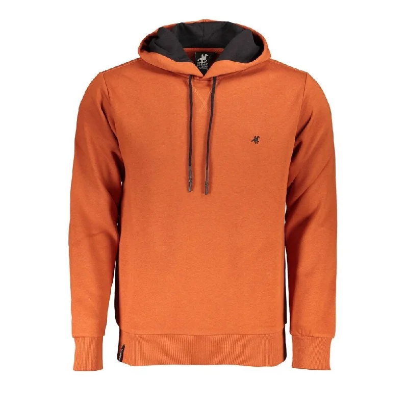 Men's Sweaters for Cold WeatherU.S. Grand Polo Elegant Bronze Hooded Sweatshirt with Men's Embroidery