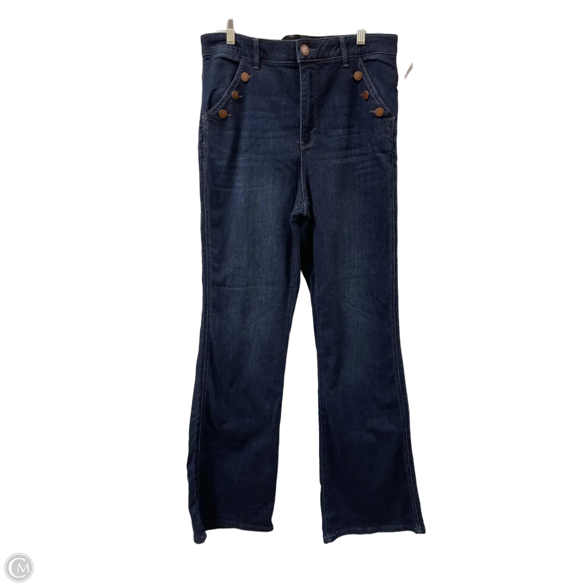Leather Patch Embellished Men's JeansJeans Flared By Wit & Wisdom In Blue Denim, Size: 14 Leather Patch Embellished Men's JeansJeans Flared By Wit & Wisdom In Blue Denim, Size: 14