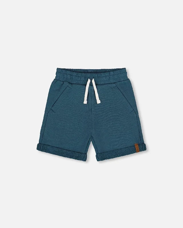 Creative Pattern Men's Fashion ShortsFrench Terry Short Teal