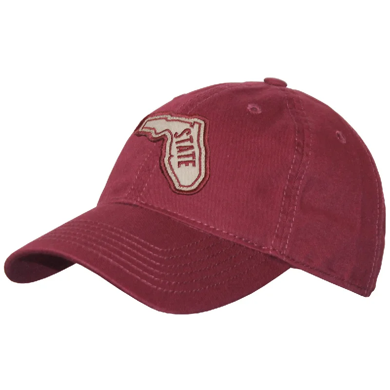 Beach Bucket CapsLegacy Vault State of Florida Patch Adjustable Low Profile Twill Cap - Garnet Beach Bucket CapsLegacy Vault State of Florida Patch Adjustable Low Profile Twill Cap - Garnet