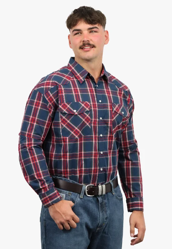 Men's Bold-Color Shirts for a Statement PieceBisley Mens Western Long Sleeve Checked Shirt Men's Bold-Color Shirts for a Statement PieceBisley Mens Western Long Sleeve Checked Shirt