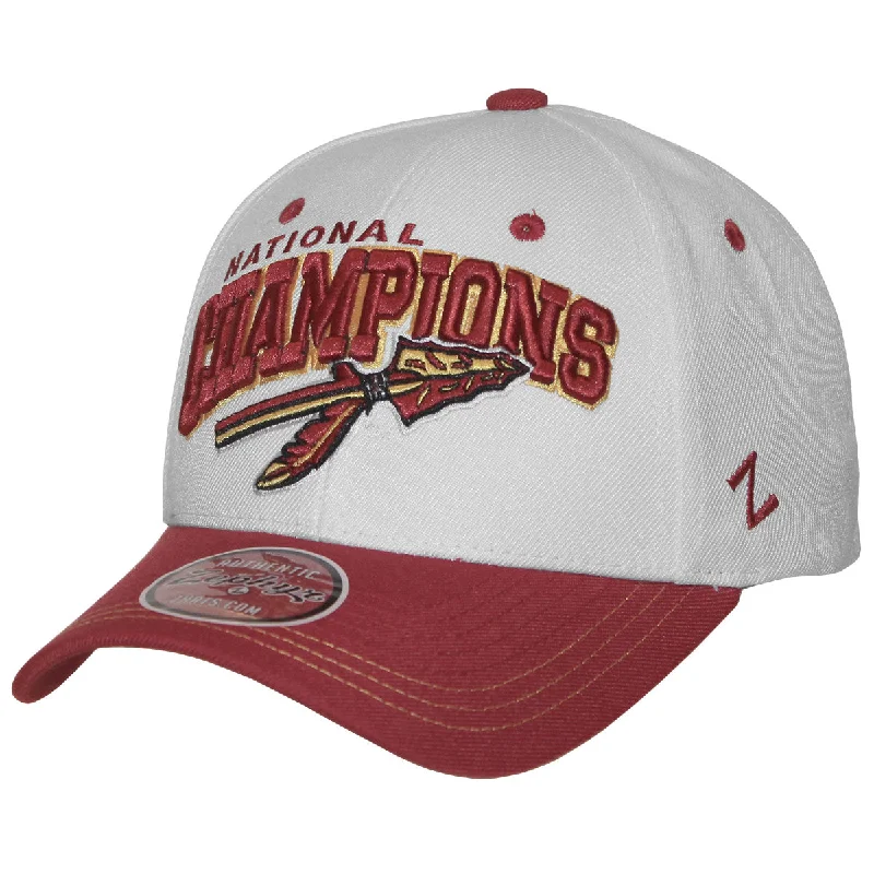 Embroidered Bucket HatsZephyr Vault National Champs Spear Design Adjustable Cap - White/Cardinal Embroidered Bucket HatsZephyr Vault National Champs Spear Design Adjustable Cap - White/Cardinal