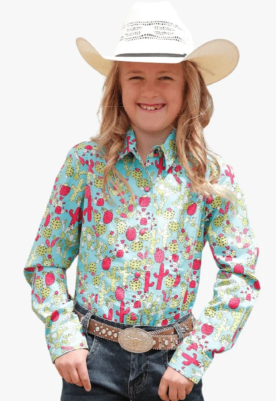Men's Camping Shirts for Outdoor AdventuresCruel Girl Girls Cactus Print Long Sleeve Shirt