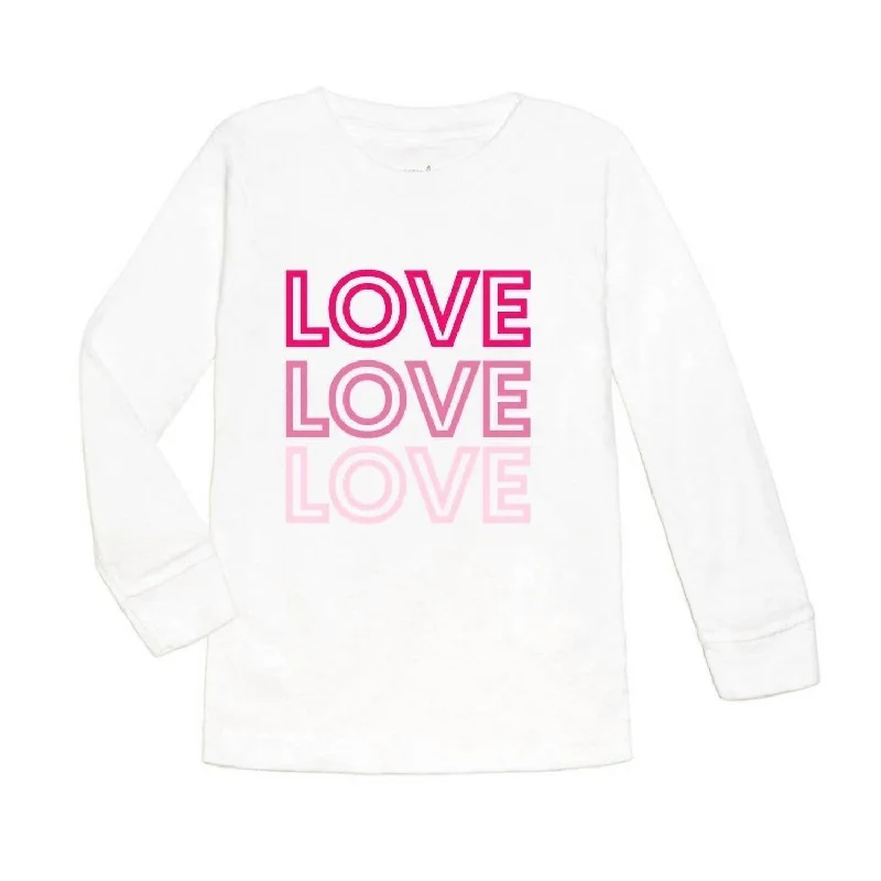 Versatile Men's Short-Sleeve ShirtsKids' Love, Love, Love Long Sleeve Shirt In White Versatile Men's Short-Sleeve ShirtsKids' Love, Love, Love Long Sleeve Shirt In White