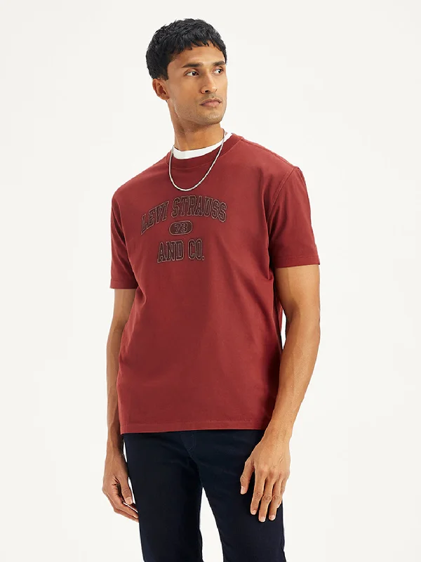 Men's Shirts with Full PlacketsMen's Typographic Print Regular Fit T-shirt