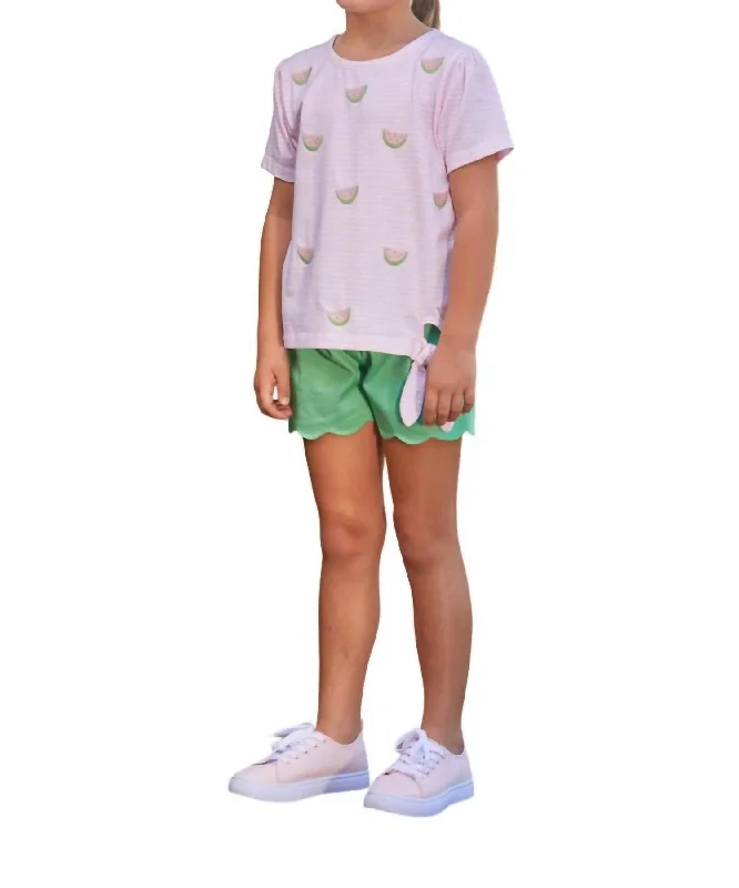Men's Active Short Pants with PocketsScallop Short In Green Twill