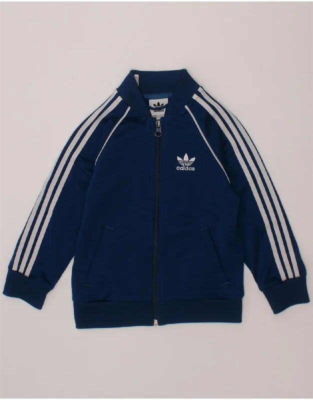 Warm Woolen HatsADIDAS Boys Graphic Tracksuit Top Jacket 2-3 Years Blue Polyester