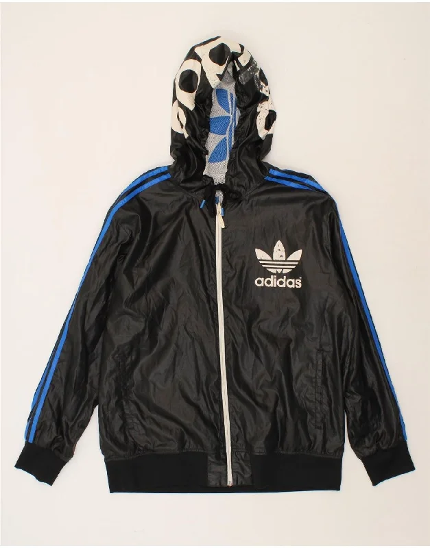 High-Quality Work HatsADIDAS Mens Hooded Graphic Reversible Jacket UK 42 XL Black