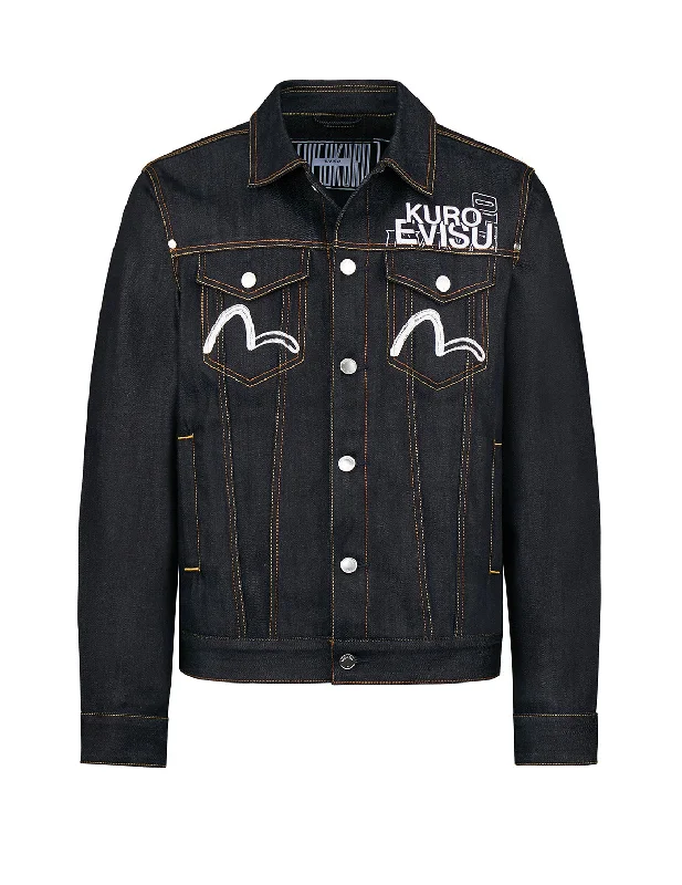 Warm Woolen HatsCalligraphy Print Denim Jacket