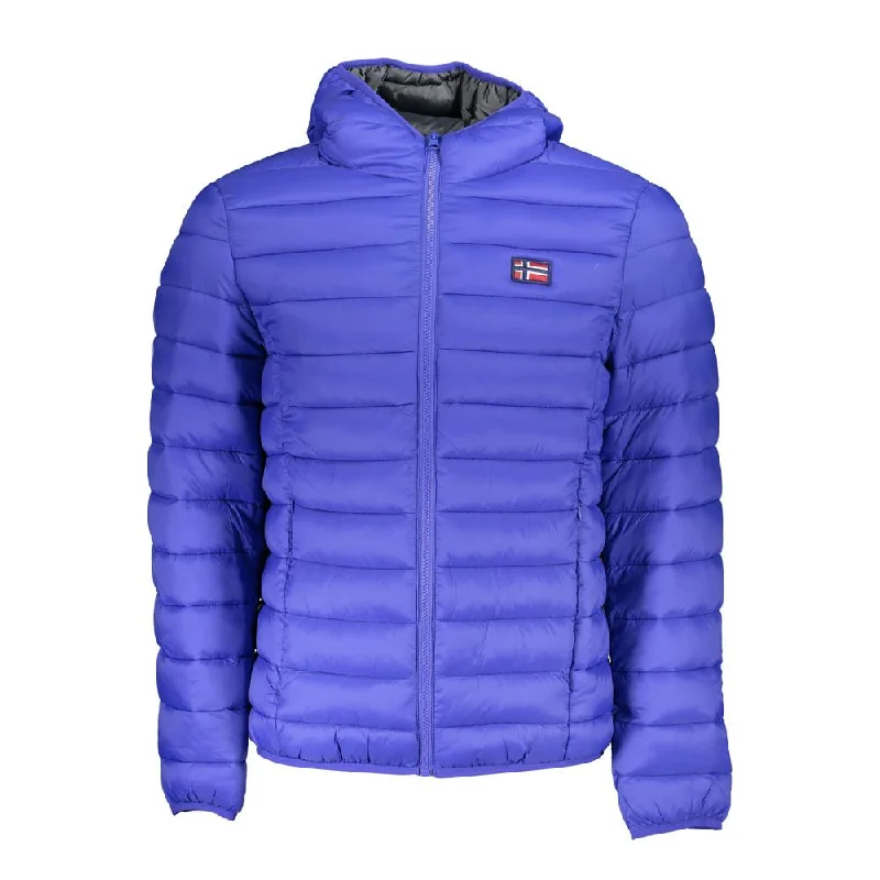 Stylish Baseball Hats for MenChic Blue Polyamide Hooded Jacket
