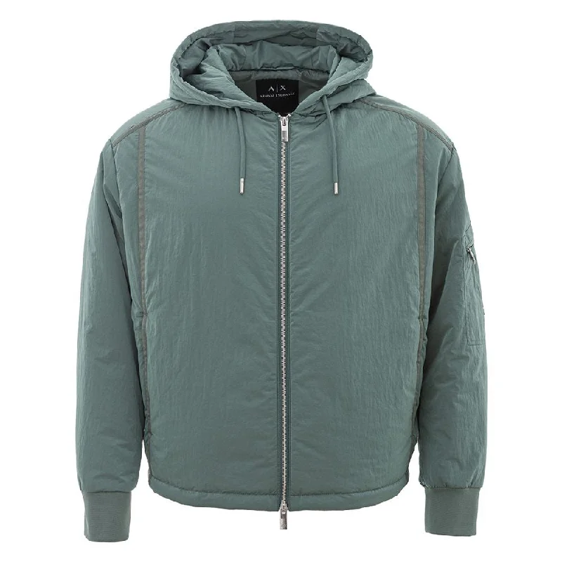 Fashionable Fedora HatsChic Green Polyamide Men's Jacket