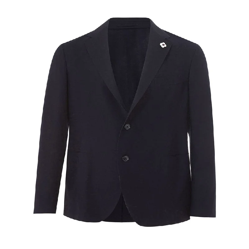 Female Straw HatsElegant Blue Cotton Lardini Jacket