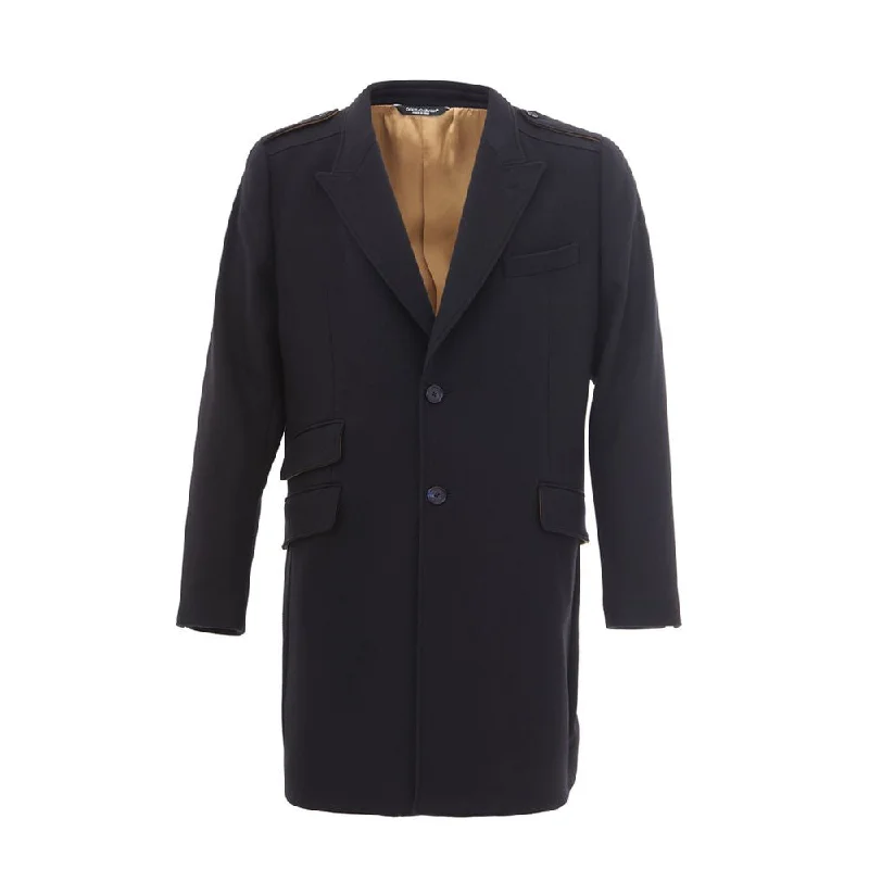 Patterned Beanie CapsElegant Blue Wool Jacket For Men