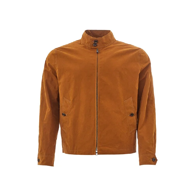 Quilted Winter HatsElegant Brown Polyamide Jacket For Men