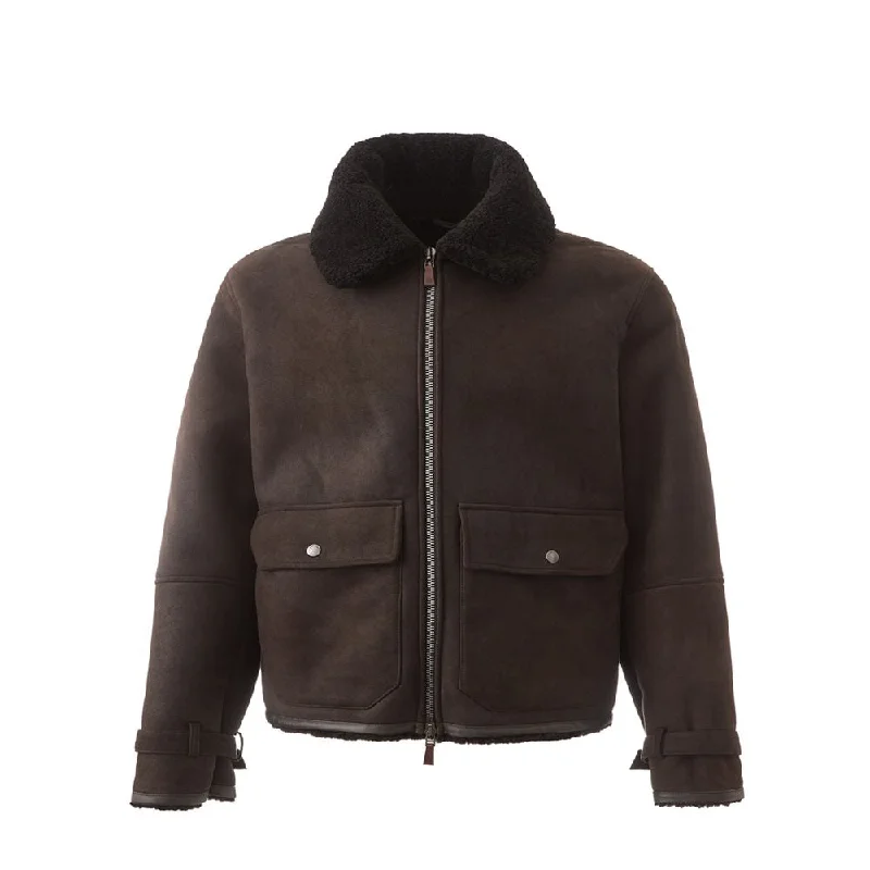 Classic Bowler HatsElegant Montone Leather Brown Jacket