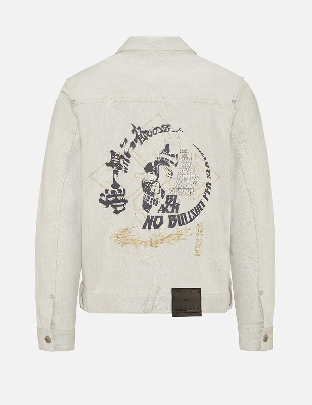 Kids' Baseball Caps with LogosHannya Skull and Slogan Print Denim Jacket